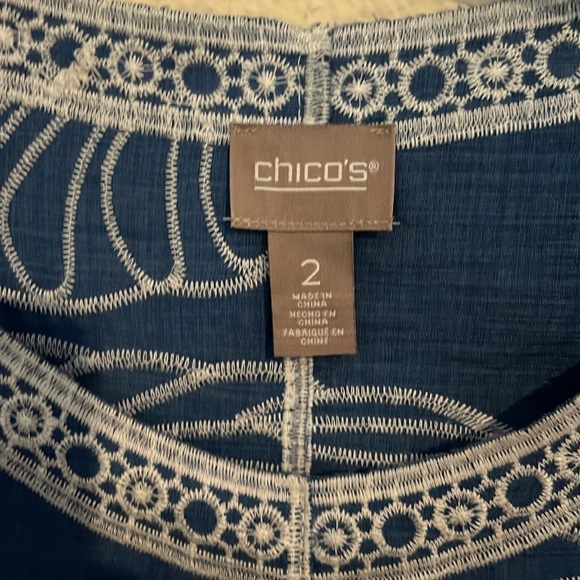 Chico’s Blue and White embroidered top - Picture 2 of 5